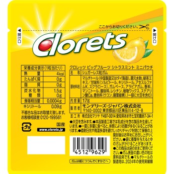 클로레츠 빅 프루트 시트러스 민트 미니 파우치 17g 몬델리즈 재팬
