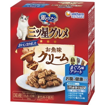 은수저 삼스타 그루메 생선 맛 크림 뱃속 건강 케어 참치 맛 레시피 3종 어소트 180g 유니참 펫케어