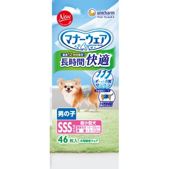 매너웨어 장시간 쾌적 기저귀 남자아이용 SSS 46매 유니참 펫케어