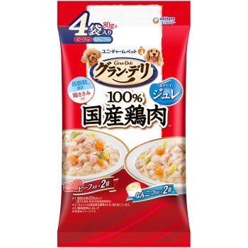그랑 드리 파우치 주레 소고기 연골 80g×4P 유니참 펫케어
