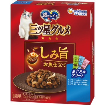 미츠보시 구르메 촉촉한 생선 소재 참치 3가지 맛 어소트 160g 유니참펫케어