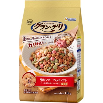 그란 데리 바삭바삭 성견 비프 셀렉트 1.6kg 유니참 펫케어