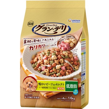 그랜 델리 바삭바삭 성견 저지방 비프 셀렉트 1.6kg 유니참 펫케어