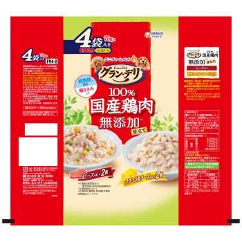 그랑데리 무첨가 일본산 파우치 성견용 소고기×내추럴치즈 70g×4P 유니참펫케어