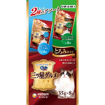 삼스타 그루메 파우치 걸쭉함 참치 실치&참치 가다랑어 35g 8P 유니참 펫케어