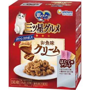 은 숟가락 삼성 구르메 생선맛 크림 가리비 3종 어소트 180g 유니참 펫케어