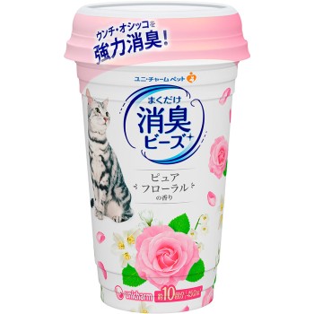 고양이 화장실 뿌리기만 하는 향기 퍼지는 소취 비즈 부드러운 퓨어 플로럴향 450ml 유니참 펫케어