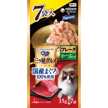 은수저 별미 그루메 파우치 국산 참치 플레이크 가다랑어 함유 35g×7P 유니참 펫케어