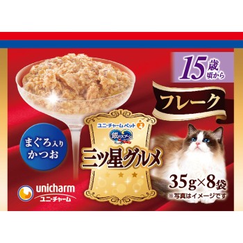 은수저 삼성 그루메 파우치 플레이크 15세경부터 참치 함유 가다랑어 35g 8p 유니참펫케어