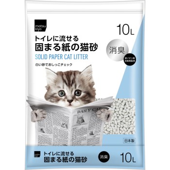마츠키요 화장실에 흘려보내는 굳는 종이 고양이 모래 10L