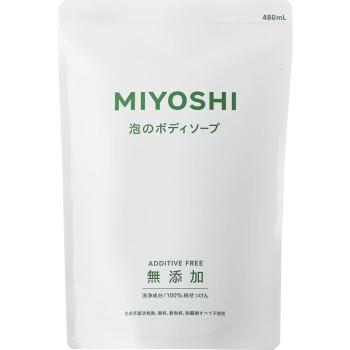 MIYOSHI 무첨가 비누 거품 바디 워시 리필 480ml 미요시 비누