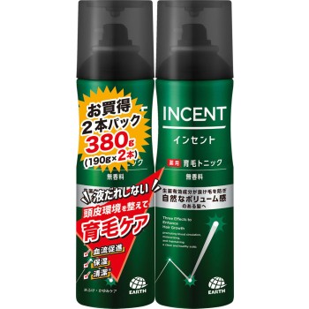 인센트 약용육모토닉 무향 페어팩 190g×2개 어스제약
