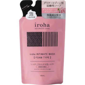 iroha 인티메이트 워시 [폼 타입] 다마스크 로즈와 제라늄 향 리필 135ml 텐가