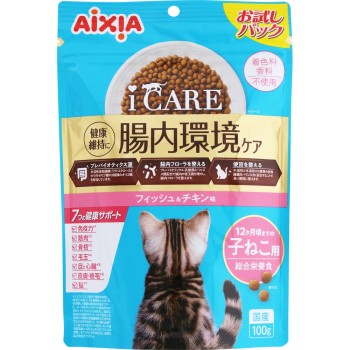 iCARE 캣 드라이 새끼고양이 피쉬&치킨 100g 아이시아