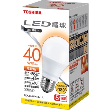 LED전구 광배광 40W 전구색 LDA4L-G/K40V 도시바라이텍