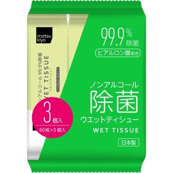 마츠키요 논알코올 살균 웨트 티슈 60매 3P