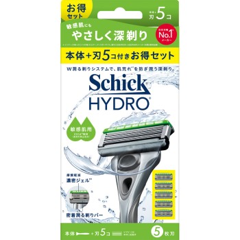 하이드로 민감성 피부 콤보팩 본체+면도날 5개 쉬크 재팬