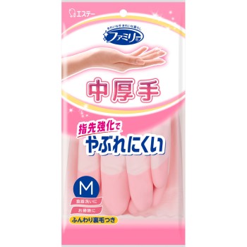 패밀리 비닐 중두께 손끝 강화 M 핑크 1쌍 에스테