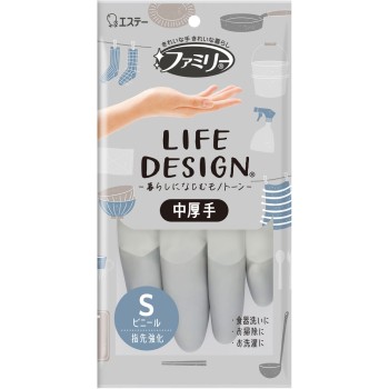 패밀리 비닐 중두께 라이프 디자인 손끝 강화 모노톤 1켤레【S 사이즈】 에스테
