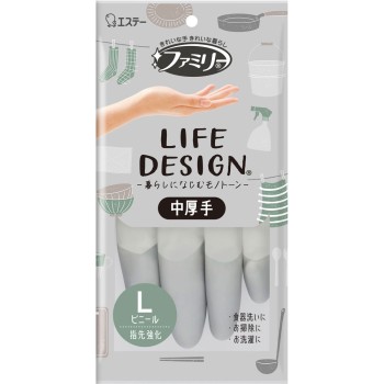 패밀리 비닐 중두께 라이프 디자인 손끝 강화 모노톤 1켤레【L 사이즈】 에스테
