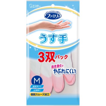 패밀리 비닐 얇은 손 손끝 항바이러스 가공 M (핑크 2켤레·그린 1켤레) 3켤레 에스테