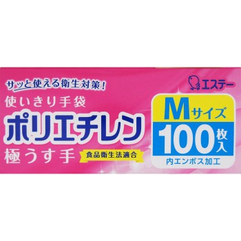 일회용 장갑 폴리에틸렌 극박 M 사이즈 반투명 100매 에스테