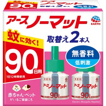 어스 노 매트 교체 보틀 90일용 무향 액체 모기향 모기 침입 대책 살충제 45ml×2 어스제약