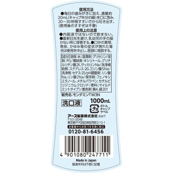 몬다민 마일드 민트 마우스워시 1000ml×2 아스제약