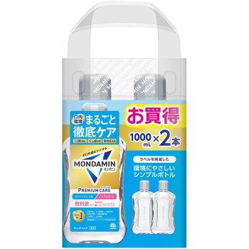 몬다민 프리미엄 케어 화이트 민트 마우스 워시 1000ml×2 아스제약