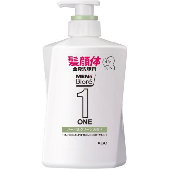 맨즈비오레 ONE 올인원전신세정료 상쾌한 허브그린 향 본체 480mL 카오