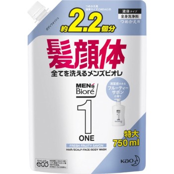 맨즈비오레ONE 올인원전신세정료 清潔感의있는프루티사봉 향 리필 대용량 750ml 카오