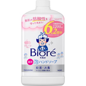 비오레U 거품 핸드소프 과일 리필용 1200mL 카오