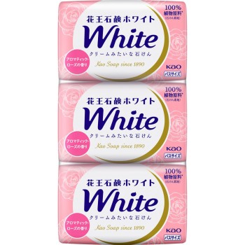 카오 비누 화이트 아로마틱 로즈 향 배스 사이즈 3개 팩 390g 카오