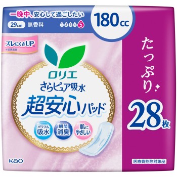로리에 사라 퓨어 흡수 초안심 패드 180CC SJ 28매 카오