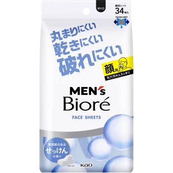 맨즈비오레 페이스 시트 청결감 있는 비누 향 34매 카오