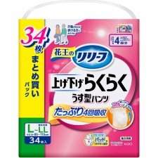 리리프 팬츠 타입 올리기·내리기 편한 얇은 팬츠 4회분 L-LL 34매 카오