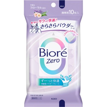 비오레ZERO 사라사라파우더시트 우아한플로럴향 10매 카오