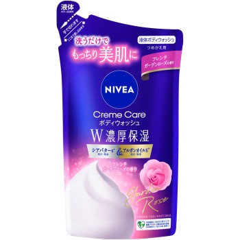 니베아 크림 케어 바디 워시 W 농후 보습 프렌치 가든 로즈 향 리필용 340mL 카오