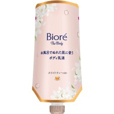 비오레 더 바디 욕실에서 젖은 피부에 사용하는 바디 로션 촉촉한 피부 화이트티 향 걸이 팩 285mL 카오