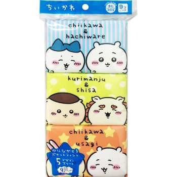 치이카와 물에 녹는 포켓 티슈 8조×9P 코노제지