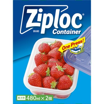 지퍼락 컨테이너 직사각형 480ml 2개입 아사히카세이 홈프로덕츠