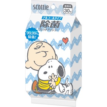 스코티 웨트 제균 알코올 휴대용 스누피 30매 일본제지 크레시아