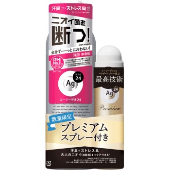 에이지 데오24 파우더 스프레이 무향료 LL＋데오드란트 프리미엄 스프레이(S) 포함 세트 180g＋40g 파인투데이 (의약외품)