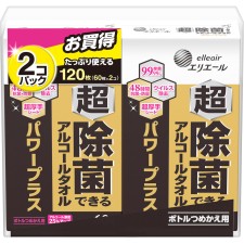 엘리에르 초제균 알코올 타올 보틀 리필 60매×2P 다이오제지
