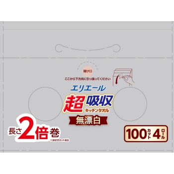 엘리에르 초흡수 키친타올 무표백 4롤 100컷 다이오제지