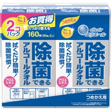 에리에루 제균 알코올 보틀 리필 80매×2P【보틀 교체】 다이오제지