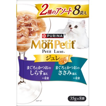 몽프티 쁘띠뤽스 파우치 젤리 참치 가다랑어 시라스 닭고기살 35g×8P 네슬레재팬
