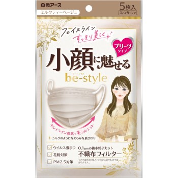 비 스타일 플리츠 타입 보통 밀크티 베이지 5매입 시라모토 아스