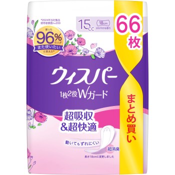 위스퍼 분비물＆수분 케어 팬티라이너 15cc 66매 P&G 재팬