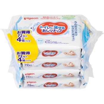 변기에 흘려보낼 수 있는 엉덩이 물티슈 72매 4P 피죤